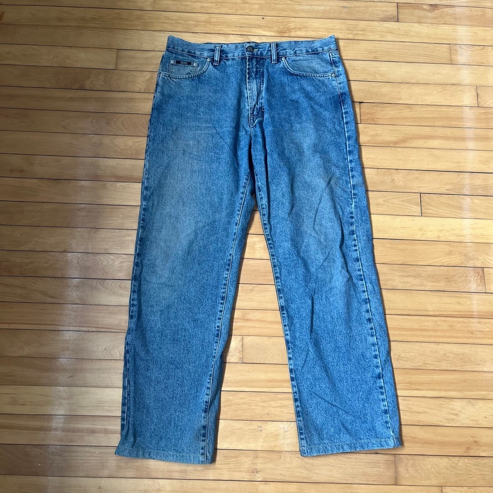 Hugo Boss Arkansas Mens Blue Straight Leg Jeans 38x36 Vintage Medium Wash Denim